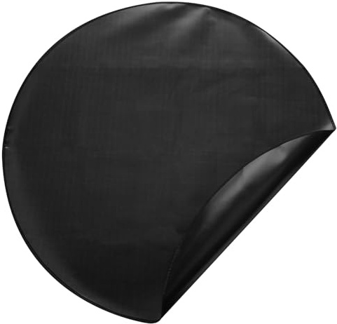 sourcing map 39 Round Fire Pit Mat, 2-Layer Silicone Fireproof Portable Under Grill Mat Reusable Waterproof BBQ Pad Grill Accessories for Outdoor BBQ Patio Deck Grass, Black