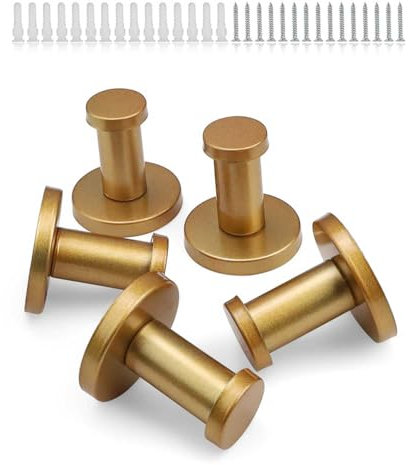 HJIAMA 5 Pezzi Ganci Appendiabiti, Gancio Muro in Acciaio Inossidabile, con Viti di Montaggio, con Copertura Decorativa, Ganci da Parete a Forma di T, Adatto per Bagno, Soggiorno, Camera da Letto