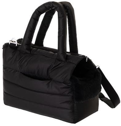 Transporttasche für Hunde und Katzen - Tasche für unterwegs, Dog Carrier -Schultertasche für Haustiere mit Gummiband mit Karabiner,bis 8 kg, schwarz