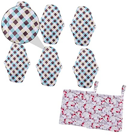 minkissy 8pcs Bamboo Charcoal Sanitary Pads Washable Reusable Absorbent Sanitary Pad for Women Menstrual Storage Bags for Daily Use