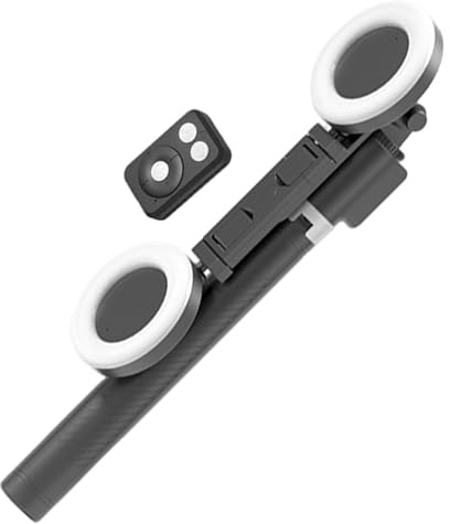 Telefonstativ - Trådlöst telefonstativ med fjärrkontroll, mobiltelefonhållare | Selfie-stativ med 2 LED-fyllningslampor, för selfies utdragbar för resor,