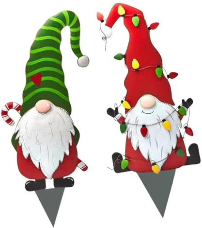 FONDOTIN 2stücke Weihnachtsmann Gartendeko Mit Bodenstecker Wetterfest Stabile Outdoor Dekoration Zur Rasenverschönerung Und Garten Weihnachtszauber