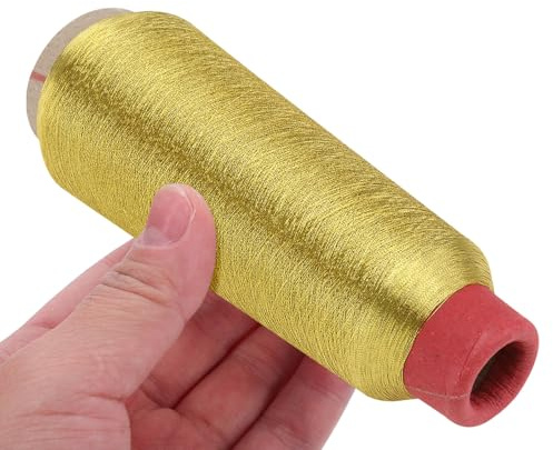 Goldenes Metallic Nähmaschinengarn 150d 5000 Yards Spule | Polyester, Geeignet für Maschinenstickerei und Strickarbeiten, für Kunstprojekte und Bekleidung