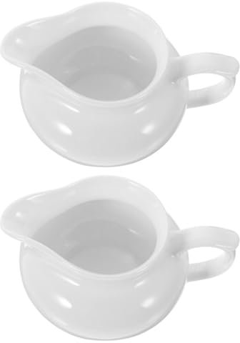 Cabilock 2pcs Ceramic Gravy Boat Sauce Jug Milk Dispenser White Easy to Use Clean