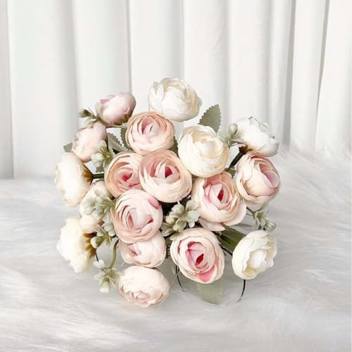 Rosenstrauß aus Seide mit Pfingstrose und Beeren für Brautblumenarrangement (#1)