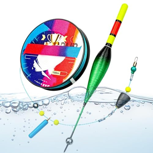 Kit de pêche automatique à flotteur, ensemble de pêche hautement sensible et résistant à l'usure avec flotteur, ligne de pêche à flotteur prête à l'emploi avec flotteur changeant de couleur, pour la