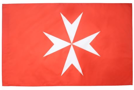 AZ FLAG Drapeau Activités de l’Ordre de Malte 150x90 cm Fourreau | Usage intérieur et extérieur Drapeau décoratif maltais coutures doubles et bords renforcés avec fourreau pour mât