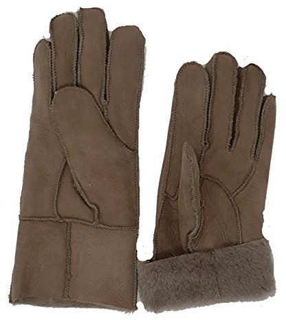 HEITMANN 100% Lammfell Handschuhe Fingerhandschuhe Echt-Leder Damen NEU (L, Beige)