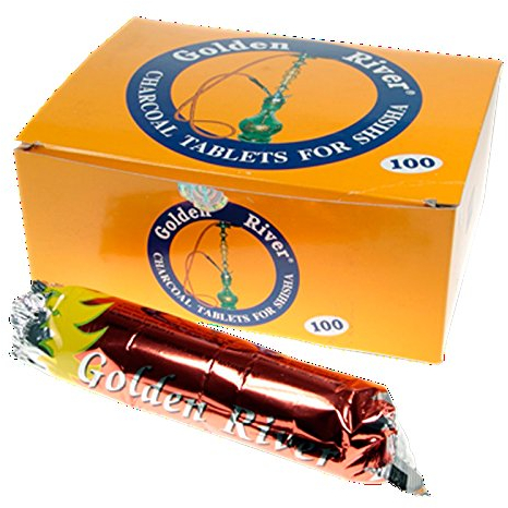 40x Carbón autoencendido Golden River 40mm (cuatro rollos de 10 unidades) para shisha, cachimba o pipa de agua