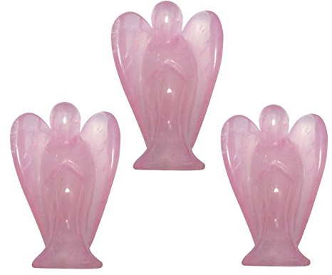 Mina heilende Schutzengel-Figuren in Taschengröße, hergestellt aus hochwertigem Rosenquarz und Edelsteinkristall, die Liebe, Frieden und Heilung repräsentieren, Set of 3