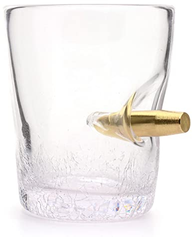 CKB Ltd Bicchierino da shot, in vetro, da 300 ml, design con pallottola, effetto vetro rotto