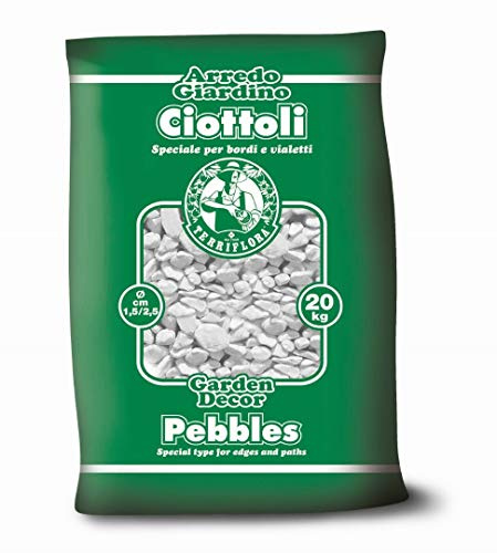 BuyStar CIOTTOLI IN MARMO BIANCO di CARRARA Ø 25/40 mm Sacco da 20 Kg Per Vasi