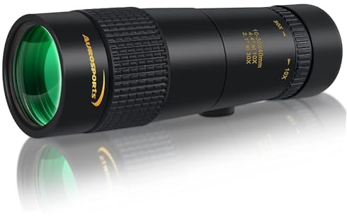 Aurosports 10-30x40 Zoom Monokular Teleskop Erwachsene, Bak4 Prisma Dual Fokus Fernrohr Kompakt Monokulare für Wildtiere Vogelbeobachtung Wandern Jagd Camping