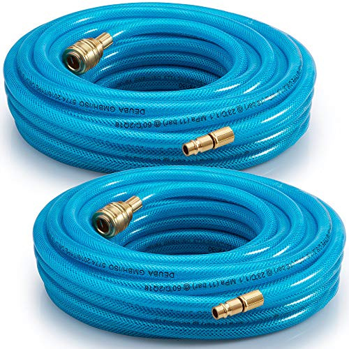2x MONZANA® Druckluftschlauch 10m PVC Schnellkupplung 15 bar 1/4' Anschluss Ø Innen 6mm Außen 13mm Gewebeschlauch Kompressor
