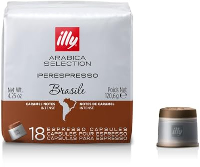 illy Coffee iperEspresso Capsules - Single-Serve Coffee Capsules & Pods - Single Origin Coffee Pods – Brasile Roast with Notes of Caramel - For iperEspresso Capsule Machines – 18 Count