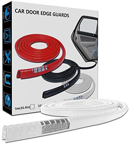 LEADTOPS Garde Bord Porte Voiture, 16.4FT 5M Garde Protecteur Porte Voiture Garniture Bord en Caoutchouc Moulage U Forme, Couleur Blanche