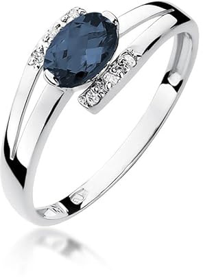 Damen Ring 585 14k Gold echt Edelstein Diamanten Brillanten