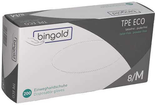 BINGOLD TPE ECO Handschuhe, transparent, Größe M, 200-er Pack