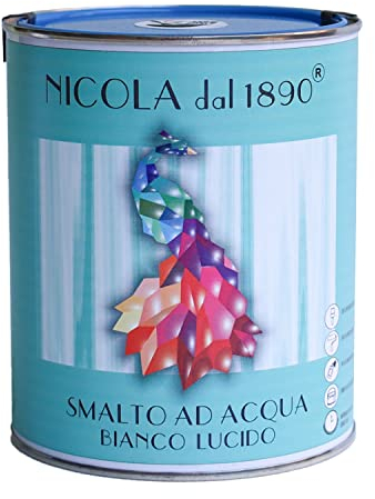 Smalto Acrilico a Base di Acqua, Per Interni ed Esterni, Made in Italy, Bianco Lucido - Formato 1 lt
