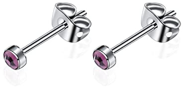 Artskin Pendientes de botón de cristal de titanio G23 para mujeres y niñas Pendientes de botón hipoalergénicos sin níquel para oídos sensibles