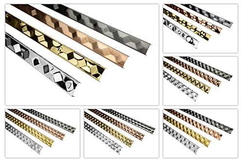 Bordi per piastrelle in acciaio inox, durevoli e antiruggine come protezione dei bordi, finitura e decorazione - (2 metri EB4, nero lucido) Profilo decorativo Hexim per il bagno