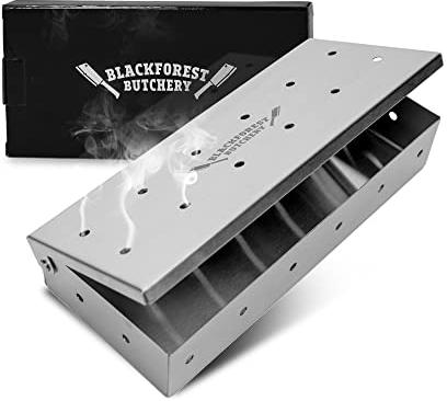 BBQ Räucherbox – Smokerbox aus Edelstahl – Smokergrill-Flair bei jedem Grillmodell - Maße: L 22cm x B 9,5cm x H 4cm (Räucherbox)