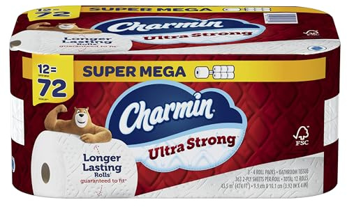 Charmin Ultra Strong Toilet Paper 12 Super Mega Rolls, 363 Sheets Per Roll
