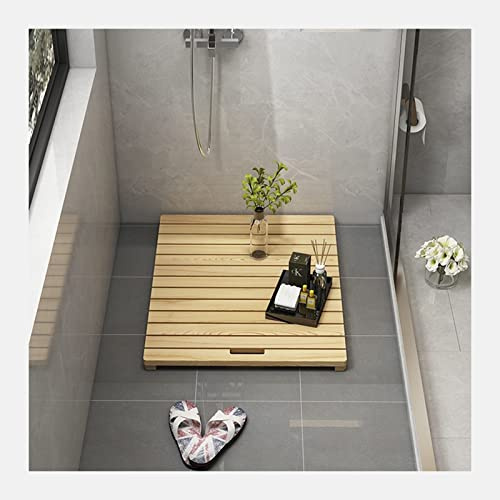 SHUITUKOUU Tapis De Bain en Bois,Baignoires Sols Antidérapant Tapis en Bambou Polyvalent Utilisation Intérieure Et Extérieure Caillebotis, Personnalisable,80x100cm/31x39in