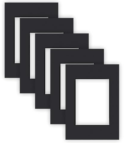 nielsen Conservation Passepartout Karton 1,5 mm | 5er Set | Außenformat 21x29,7 cm (DIN A4) für Bildformat 13x18 cm | Schwarz | glatte Oberfläche