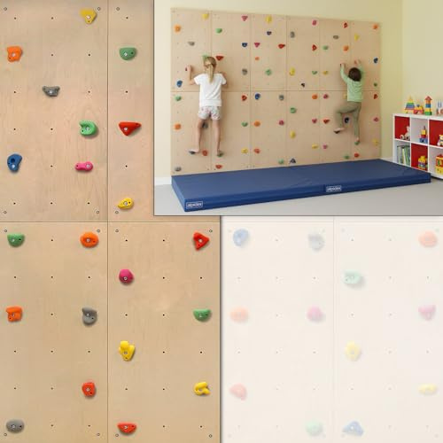 ALPIDEX Kletterwand Komplettset ab 1,44 qm in Natur/Weiß/Braun Klettergriffe und Befestigungsmaterial inklusive, unbegrenzt erweiterbar Kinder Erwachsene