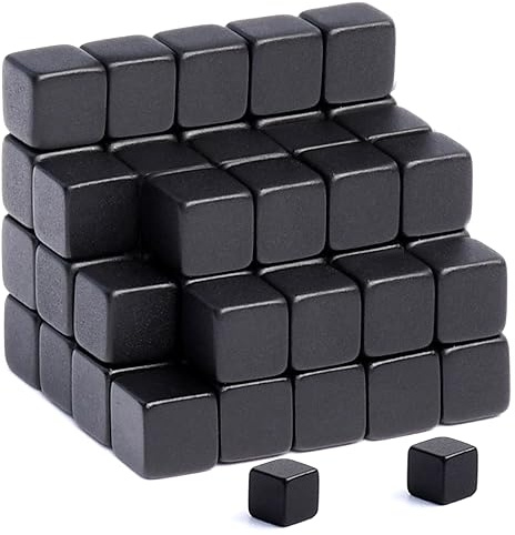 MIN CI Stark, 5x5x5mm Mini Neodym Magnete - 60 Stück, Schwarz, für Whiteboard & Kühlschrank