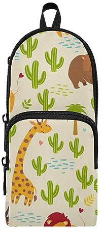 ISAOA Animals Girffe Zebra Cactus Large Pencil Cases Pen Pouch Holder Stationery Organizer for School Children Teenage Girls Boys