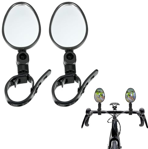 Espejos de Bicicleta,Espejos de Bicicleta Manillar, HD Gran Angular Espejos Retrovisores de Bicicleta,Espejo Retrovisor de Bicicleta, Espejos de Bicicleta 360° Adjustable Giratorio,2 Pack,Elíptico