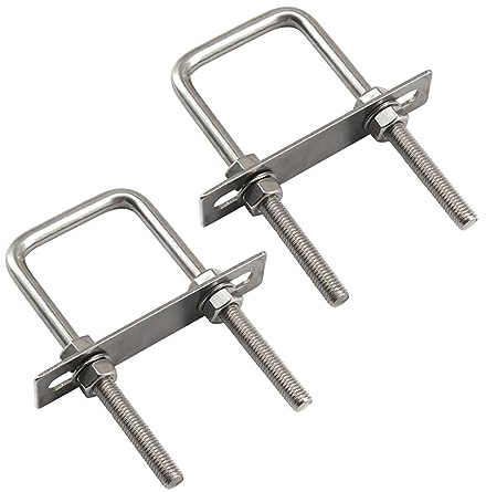 (2 piezas) M10x120x160mm ernos cuadrados en U con tuercas y placas de marco, pernos cuadrados en forma de U de acero inoxidable 304 resistentes para remolque de barco
