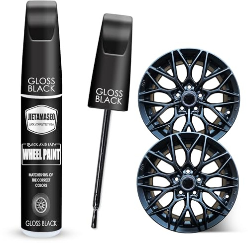 Gloss Black Edge Touch Up Paint - Wheel Repair Kit, Quick and Easy Wheel Scratches Repair, Car Wheel Repair Rim Paint (Gloss Black)