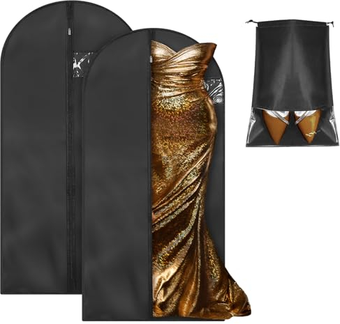 Livdouyu 2 Stück Kleidersäcke mit Schuhbeutel, 140 x 60cm Kleidersack mit Reißverschluss Wasser Staubdichter Kleidersäcke Faltbarer Staubschutz zur Aufbewahrung Kleiderhülle für Kleider Hemden