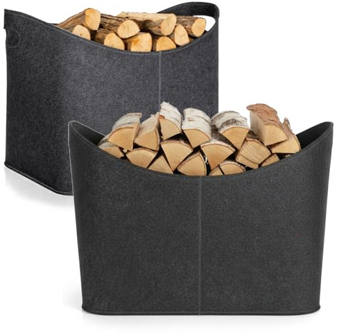 COM-FOUR® 2x borsa in feltro xxl per la spesa, giornali, carta, giocattoli, picnic o la spiaggia, robusta in feltro spesso, borsa perfetta per legna da ardere