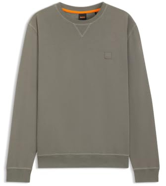BOSS Westart avslappnad passform sweatshirt av bomull med logotypmärke, Open Grey76, XXL