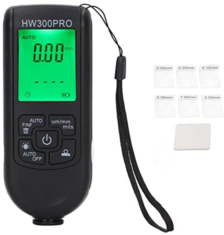 Pissente Digital Coating Thickness Gauge, Paint Coating Meter with Rope Automatic Shutdown Function Portable Paint Thickness Meter Coating Measuring Tool for Car Laboratory 0 to 2000UM