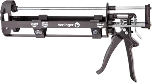 VERLINGER Kartuschenpresse 2K Für Epoxidkleber, Auspresspistole Für Chemischen Anker, Universell Kartuschenpistole Klebstoffe Silikon Acryl, Schubverhältnis 26:1, Kraft 4500N, Aluminium Schwarz Pro