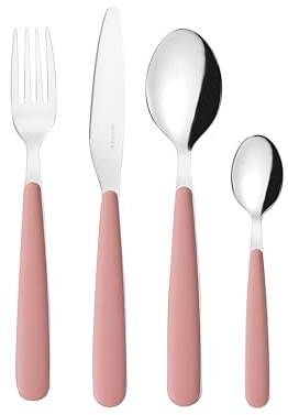 Guzzini - Set 24 posate in acciaio inossidabile, bianco, POP (rosa cipria)