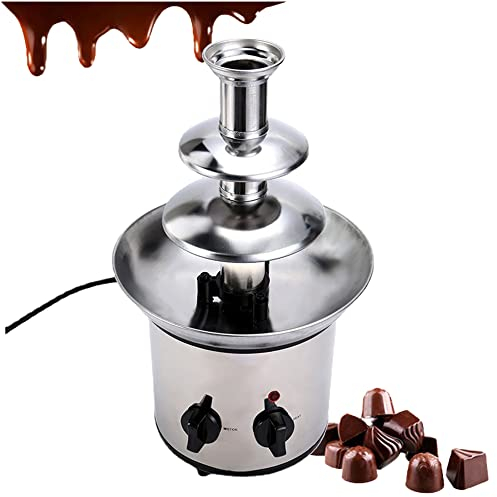 AINITAIFENG Electric Chocolate Fondue Fountain, Stainless Steel 3 Tier Set Fountain Machine for Cheese, Melting Chocolate