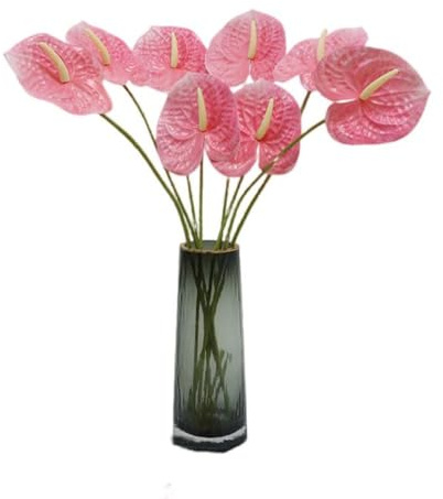 Corkwaw Künstliche Anthurium-Blumen, fühlen sich echt an, für Tischdekoration, Arrangement und Brautschmuck, Hochzeit, Festival, Dekoration, Blumenarrangement, Rosa, 8 Stück, RTZJ9036