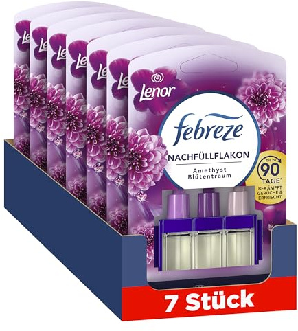 Febreze 3Volution Duftstecker 7xNachfüller, Amethyst Blütentraum Raumduft | Nachfüllflakons mit 3 wechselnden Düften bekämpfen Gerüche und sorgen für Raumfrische.