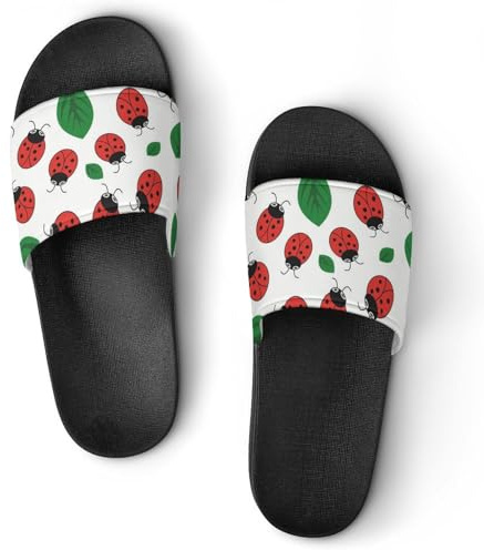 VYJLOO Claquettes Femme Coccinelle Pantoufles De Bain Antidérapantes Sandales Chaussons De Maison Slide
