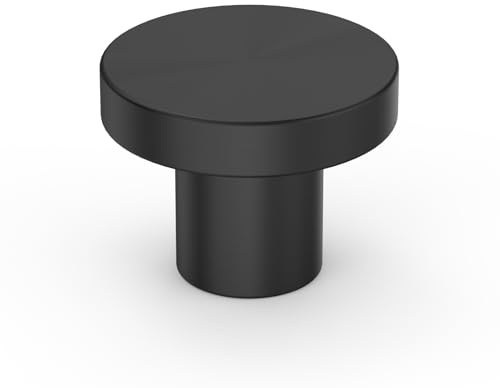 Amerdeco 10 Pack Matte Black Cabinet Knobs Single Hole Cabinet Pulls 1.2 Inch Diameter Round Drawer Knobs and Pulls for Bathroom Cabinets AM025