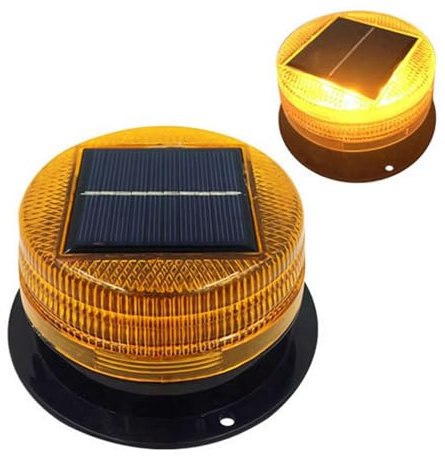 Solar Emergency Flashing Lights, Warning Light Wireless LED Strobe Beacon Amber Lights with Magnetic Base for Car Vehicle Truck (Yellow)