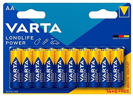 Batteries AA Longue durée LR06 (Pack 14+6) Ø14,5 x 50,5 mm. Énergie fiable et Durable, idéale pour Les appareils électroniques à la Maison et au Bureau, assurant des Performances exceptionnelles.