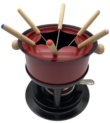 F Fityle Pentola per fonduta con 6 bastoncini per fonduta Multipurpoise Set di pentola per fonduta di formaggio per di formaggio