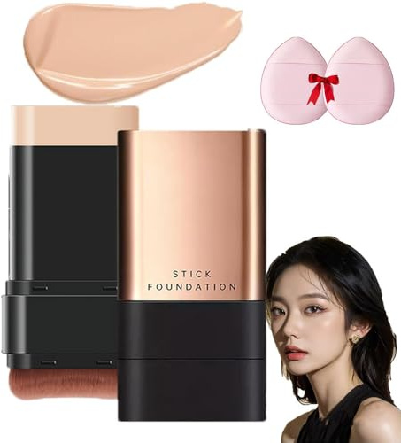 2 In 1- Luxury Anti-Wrinkle Foundation Stick,Double Head Foundation Make-Up Stick,Foundation-Stick Mit NatüRlichem Mattem Finish Und Pinsel (Natürliche Farbe, B-2)